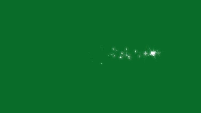 2d glitter stars line animation, magic glitter sparkle trail, glowing doodle stars, white twinkling particles, starlight dust line, fairy sparkle burst, glitter confetti trail on green screen. 4k