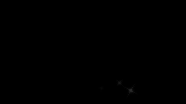 Fast twinkling stars spinning animated background. Twinkling stars animation on alpha channel background, twinkle light glitter stars sparkling, shimmering glitter line stars effect. Loop video 4k