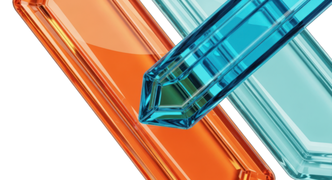 Abstract Geometric Shapes in Orange and Blue Colors.