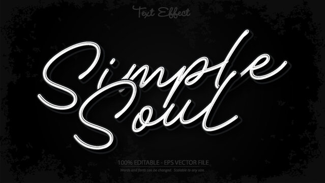 Simple soul glowing neon text effect on dark background vector design for modern creative projects