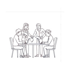 Dynamic team collaboration session with modern office setup, perfect for illustrating business strategy, professional teamwork, and innovative project management concepts. Adobe Illustrator Artwork