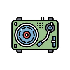 DJ turntable icon vector on White Background ,Vector Art Illustration on white background.