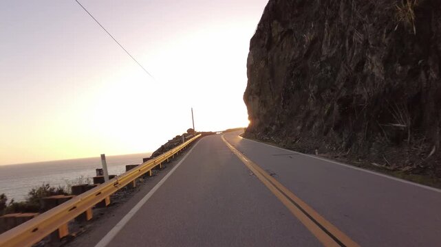 Big Sur Pacific Coast Highway Southbound 5 Big Creek Bridge to Cape San Martin 04 Rear View MultiCam Driving Plate California USA