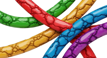 Intertwined Colorful Tubes with Textured Surface Design.