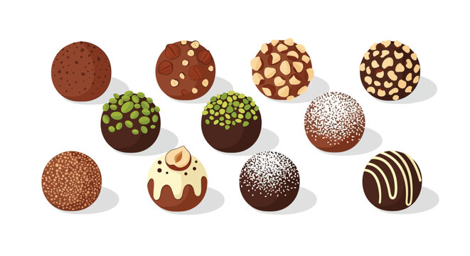Assortment of Decadent Chocolate Truffles with Nut and Cream Designs