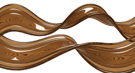 Abstract Wooden Ribbons with Glossy Wavy Design.