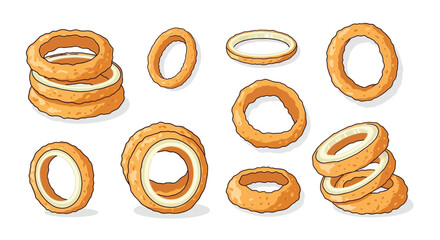 Delicious golden fried onion rings isolated on clean backdrop culinary delight