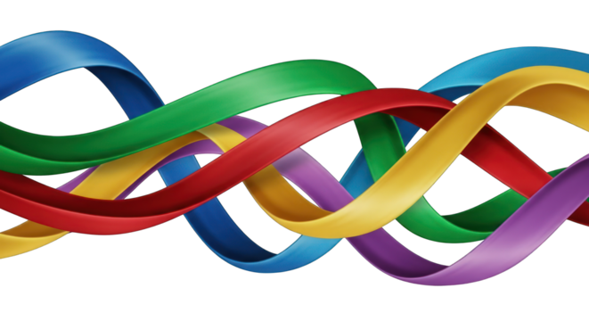 Intertwined Colorful Ribbons: Abstract Design with Vibrant Hues.