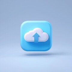 Floating Cloud Upload 3D Icon