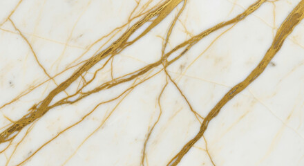 Obraz premium Elegant white marble with gold vein patterns.