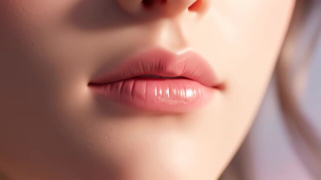 Close-up on lips with subtle color and soft skin texture detail