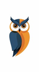 Obraz premium Vivid Owl Illustration: A striking illustration of an owl, rendered in a modern graphic style with bold colors and clean lines, creating a visually captivating effect.