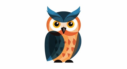 Fototapeta premium Wise Owl Illustration: A stylized illustration of a wise owl with striking features, a symbol of knowledge and intelligence, perfect for adding a touch of wisdom.