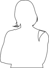 Elegant woman outline vector in a pensive mood, perfect for emotional art, minimalist portraits, and feminine branding designs.