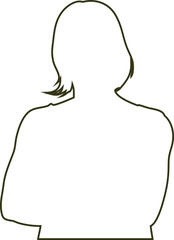 Beautiful pensive woman outline vector, ideal for emotional art, creative projects, and modern illustration.