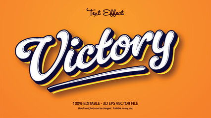 Obraz premium Victory text effect modern stylish design with bold script letters on orange background for branding and promotion