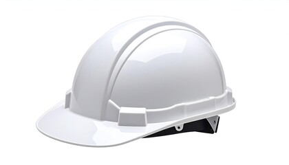 Fototapeta premium A pristine, bright white safety helmet, angled slightly, isolated on a clean, white background