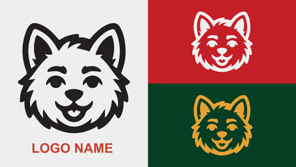 Playful Dog Face Logo, Multicolor Variations for Branding and Identity, dog face logo, playful dog illustration, cartoon dog icon, multicolor dog design, pet branding logo