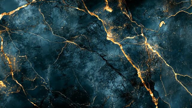 Glowing cracks transform dark marble background in dynamic sequence