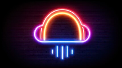 Neon cloud illustration against a dark background for data and technology themes