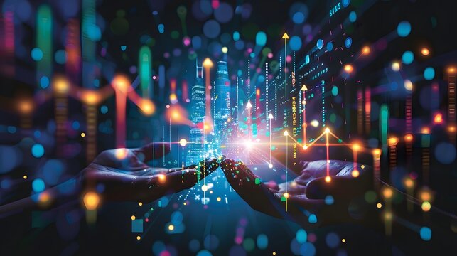 Hands holding digital data and information with futuristic technology, big data analysis and connection - Powered by Adobe