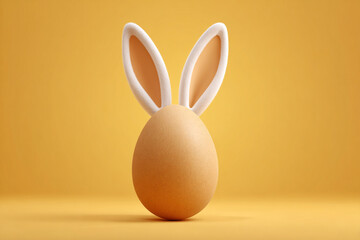 Easter egg with bunny ears on yellow background a cute spring design