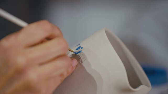 Hand Painting Letters on Clay Jug with Spout