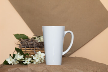 White mug for mockup or background Editable cup template