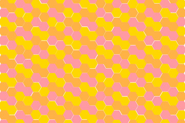 Honeycomb Pattern in Pink Yellow and Orange Seamless Geometric Vector Design