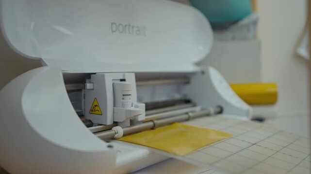 Vinyl Cutting Machine Working on Yellow Sheet