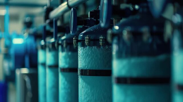 Blue Fire Hydrants Row