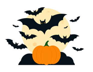 halloween, bat, pumpkin, vector, illustration, night, silhouette, autumn, horror, cartoon, black, animal, holiday, dark, design, vampire, icon, spooky, scary, moon, orange, art, bats, symbol, fear (3)
