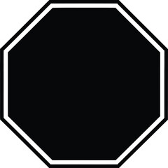 Black and white illustration of a blank octagon shape with a white border, isolated on white background