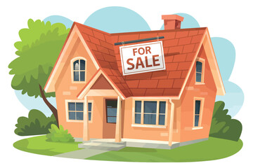 Charming cartoon house for sale with vibrant green surroundings estate opportunity © Business Technology
