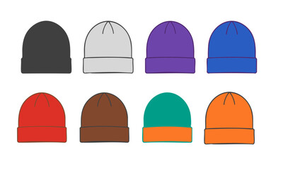 Winter Beanie Collection — Clean Vector Hats with Variations, Cap mockup, winter cap , easily editable.