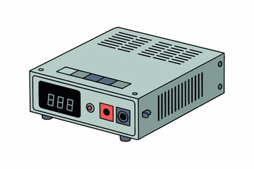 Adjustable regulated power supply unit with digital display and terminal connectors for electronics projects