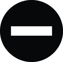 Black circle with white minus sign isolated on white background, representing subtraction, removal, or a negative concept in mathematics