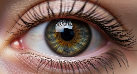 Fototapeta premium Closeup human eye with hazel iris.