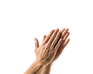 Two hands clapping together in applause isolated on transparent background
