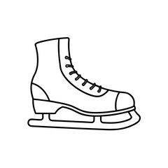 Outline drawing of ice skate on transparent background
