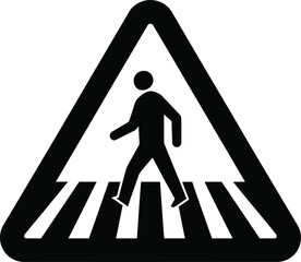 Pedestrian crossing sign isolated on white background, warning drivers to watch for people crossing the road, safety and caution