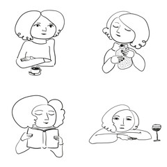 women-sketch-selfcare-black-and-white.eps