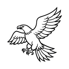 Fototapeta premium Majestic Bald Eagle in Flight Bold Outline Minimalist Vector Design