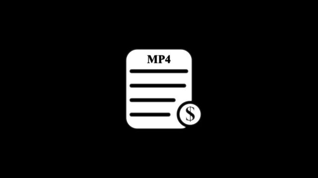 M P4 File Icon with Dollar Sign document paper. 4k video icon animation.