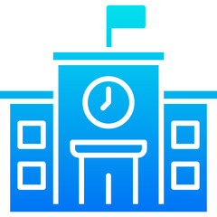 school building blue icon 
