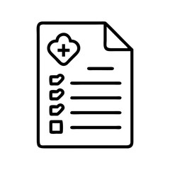Vector art of medical record icon with a plus sign and checklist