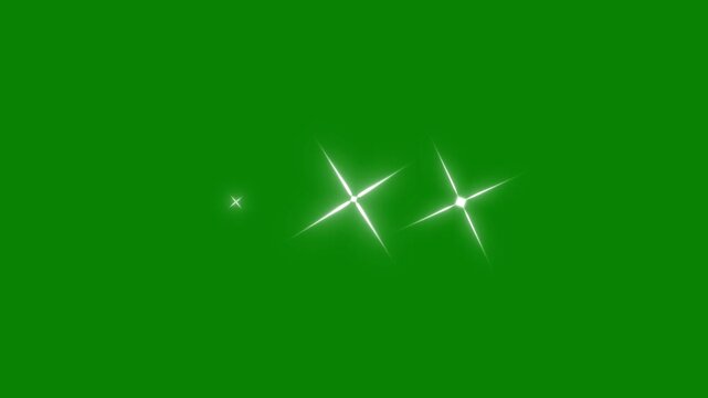 White doodles cartoon style twinkle stars glitter sparkle animation on green screen, festive holiday blinking stars glow, magical starlight twinkle light night sky seamless loop motion graphic