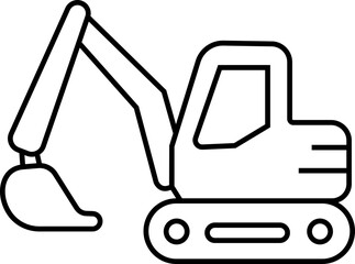 Excavator or bulldozer outline icon, representing industrial equipment and labor tools, isolated on transparent background. Heavy machinery and construction vehicle vector illustration design.