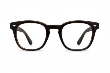 Eyeglasses with tortoiseshell frame presenting a classic design, vision correction accessory on transparent background