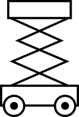 Scissor lift outline icon, representing industrial equipment and labor tools, isolated on transparent background. Heavy machinery and construction vehicle vector illustration design.